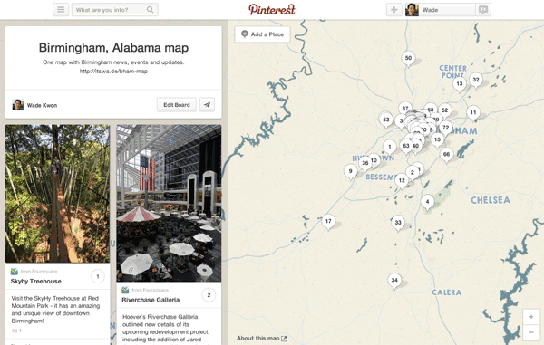 Pinterest Birmingham map screenshot